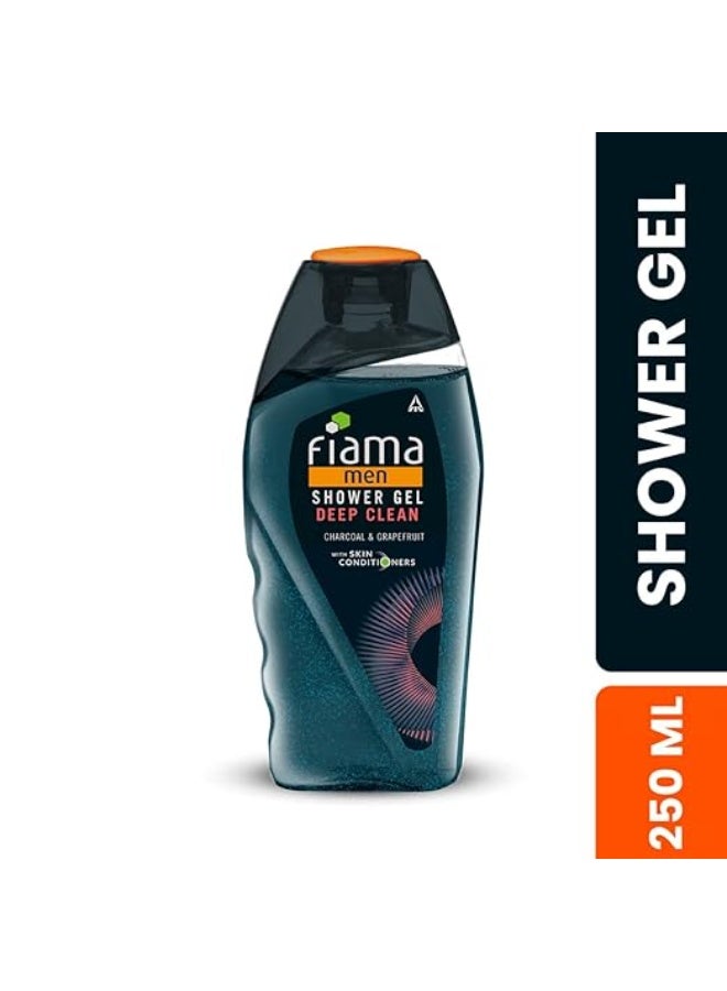 Fiama Men Body Wash Shower Gel Deep Clean, 250ml, Body Wash for Men with Skin Conditioners and Goodness of Charcoal & Grapefruit for Bright and Fresh Skin - Image 2